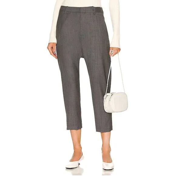 NWT! Nili Lotan 6 Iconic $495 Virgin Wool Paris Pants Drop Crotch Slouchy Gray - Picture 10 of 10